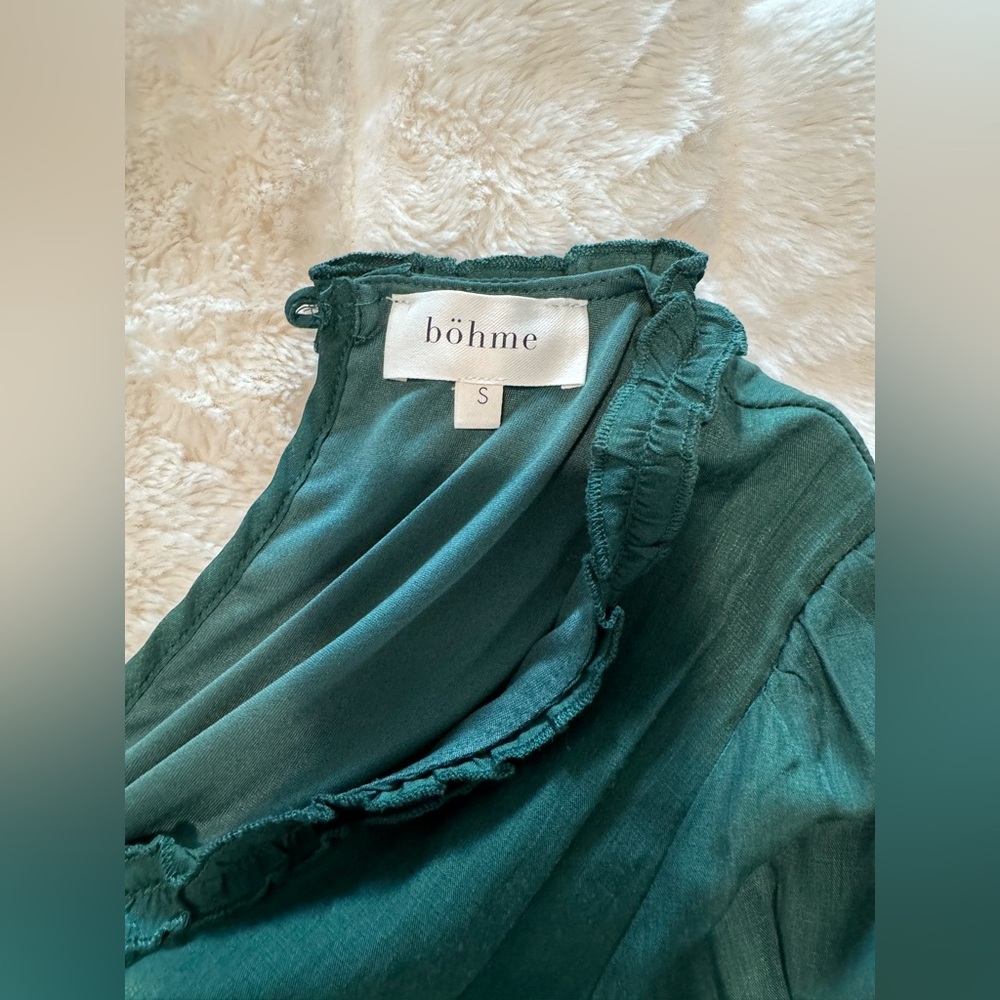 Long Sleeve Dress with Open Back in Hunter Green - Picture 2 of 7